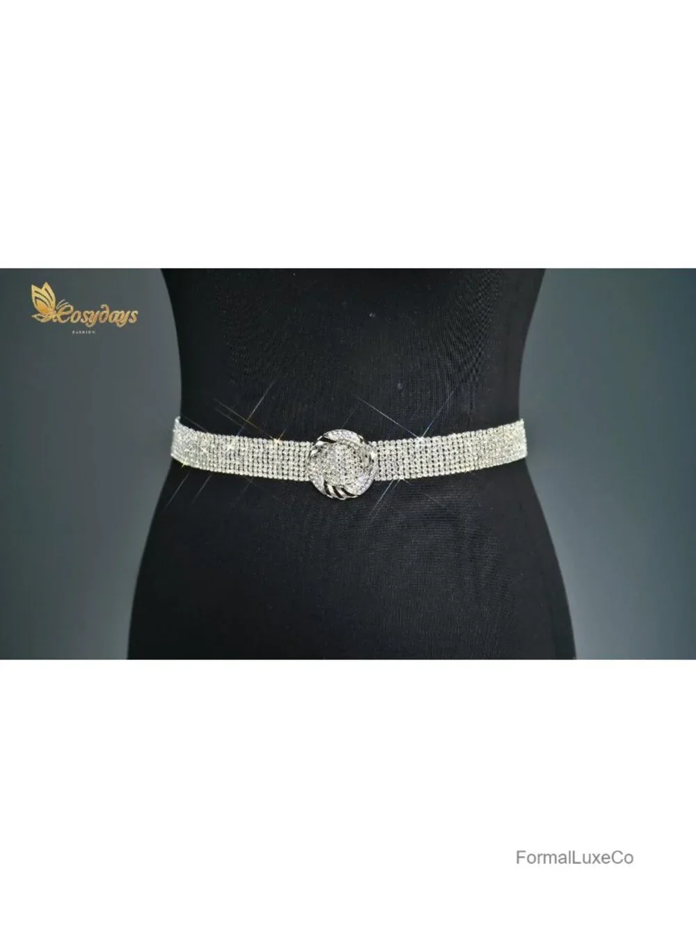 Rhinestone Crystal Glitter Chain Belt O-Ring Adjustable Waist Accessory Dress